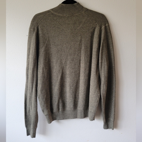 Vintage Jos. A Bank Mens M Merino Wool Henley Sweater Green Grandpa Blokecore - Picture 6 of 7